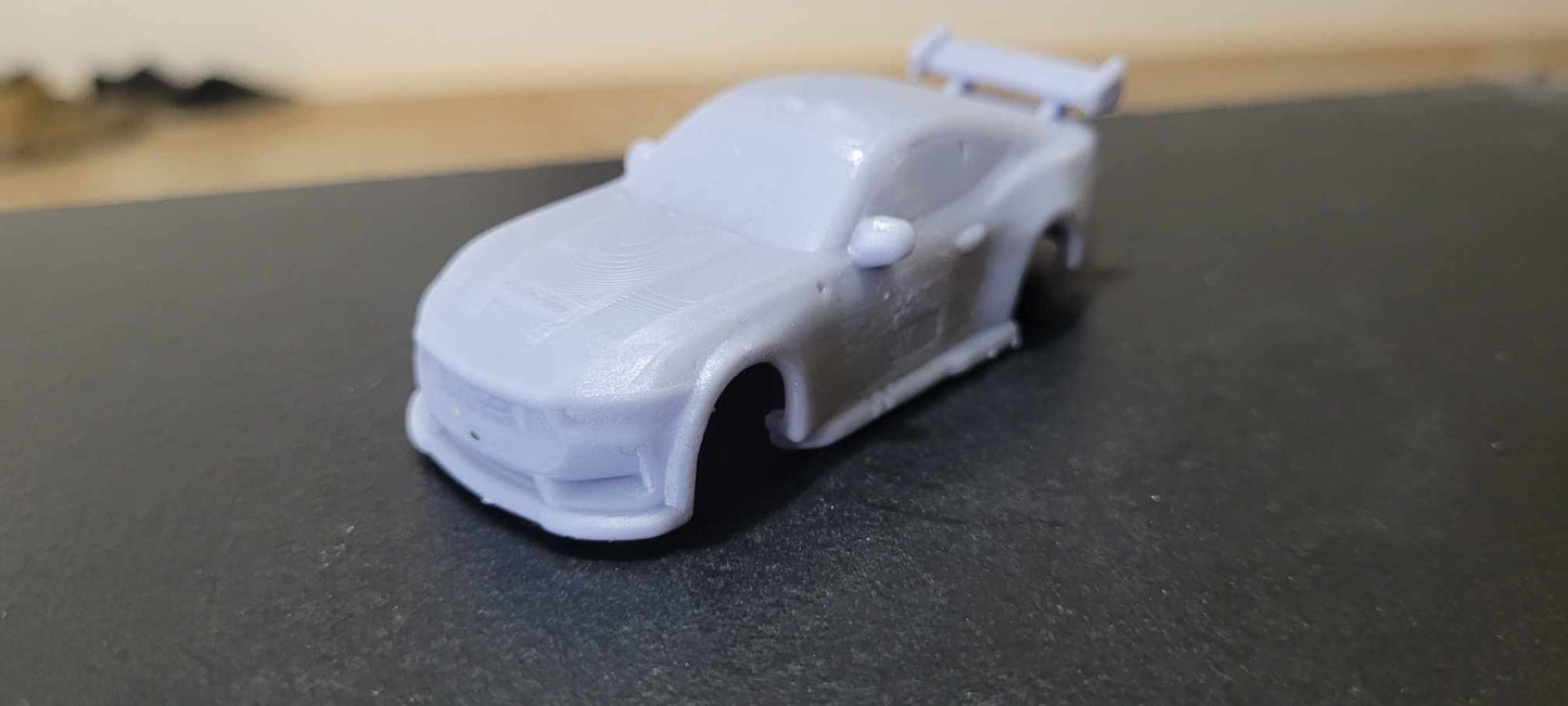 Ford Mustang Supercar 3D printed body 1/64 scale HO with solid windows