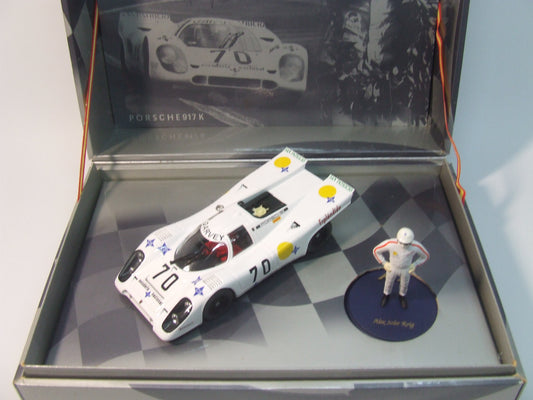 W02 GB Track by Fly Campeones Porsche 917K w/Alex Soler Roig Diecast Figure, #70 1:32 Slot Car