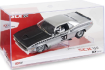 SCX Classic Plymouth Barracuda Silver 1/32 scale slot car