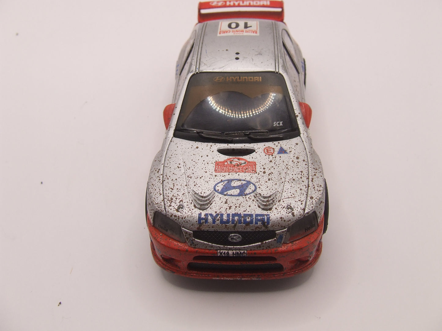 SCX Hyundai Accent #10 M.Hiemer A.Schwarz Rally Monte-Carlo 2003 Silver on Red