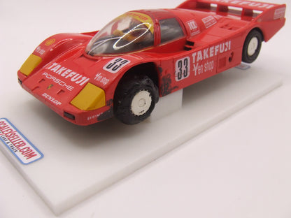 Scalextric C0188 Porsche 962 Lemans sportscar #24 Red & Yellow Takefuji slot car 1/32 Scale