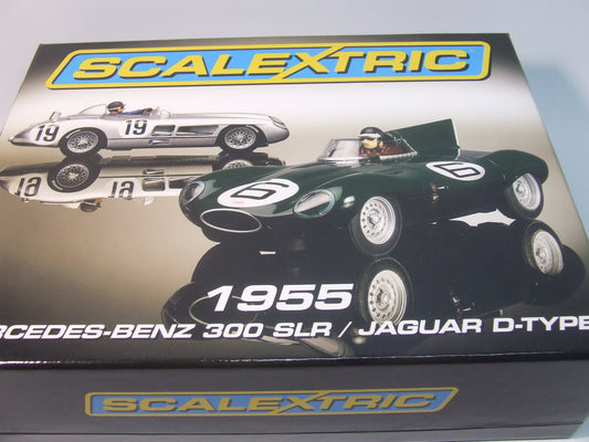 Scalextric C3058A – 1/32 Scale 1955 MERCEDES-BENZ 300 SLR / JAGUAR D-TYPE Limited Edition Slot Car Twin Pack