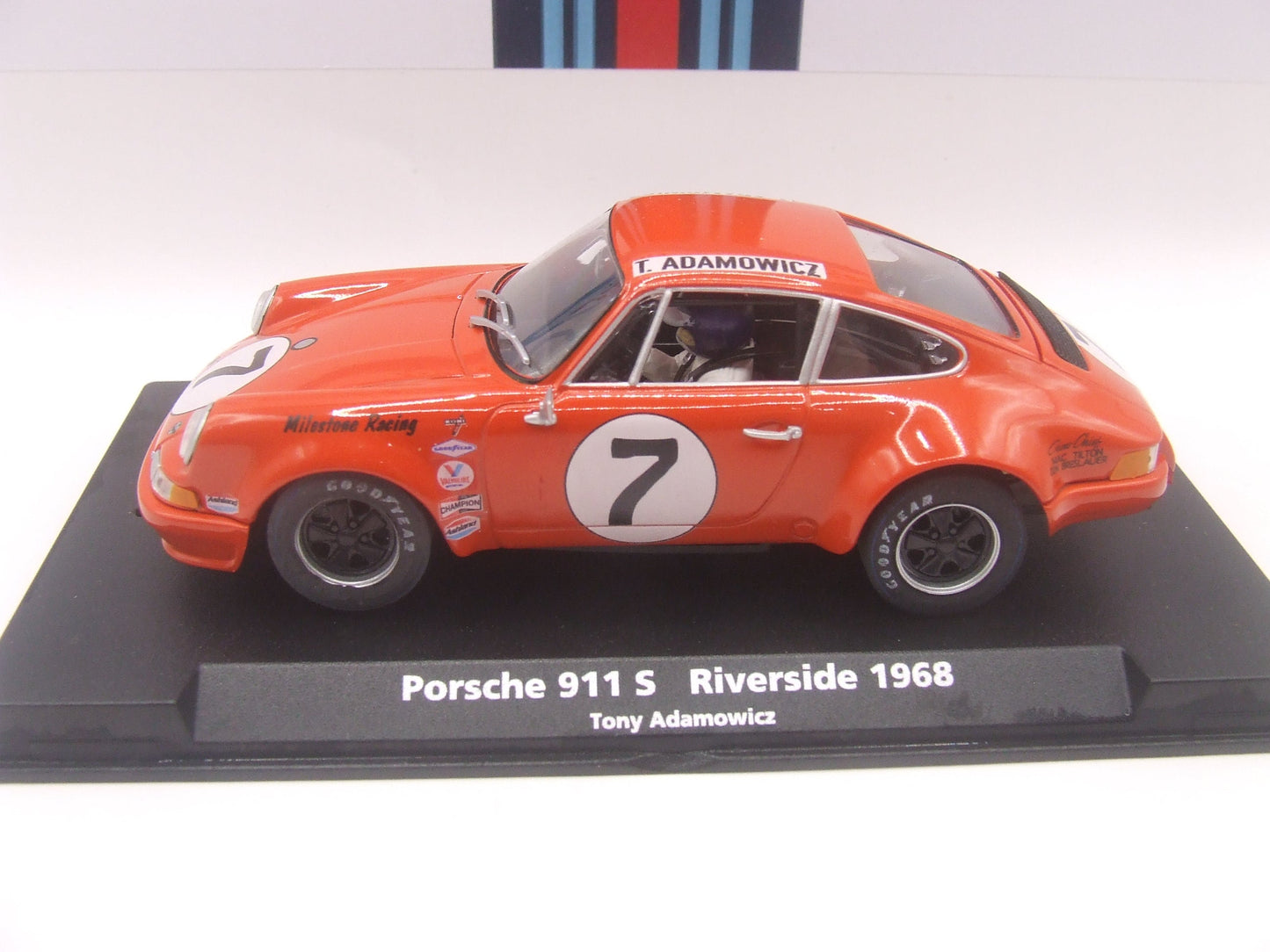 FLY Slot Porsche 911S "Riverside 1968" Tony Adamowicz #7 – Milestone Racing 1:32 Slot Car – Ref. F17101
