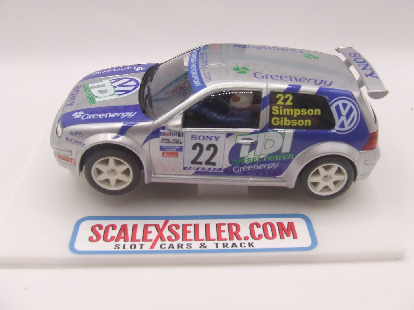 Ninco Volkswagen 4 x 4 Golf TDI "Greenergy" #22 – Simpson/Gibson – Mobil 1 British Rally Championship – 1:32 Slot Car