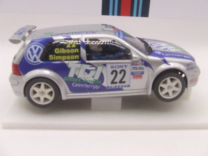 Ninco Volkswagen 4 x 4 Golf TDI "Greenergy" #22 – Simpson/Gibson – Mobil 1 British Rally Championship – 1:32 Slot Car