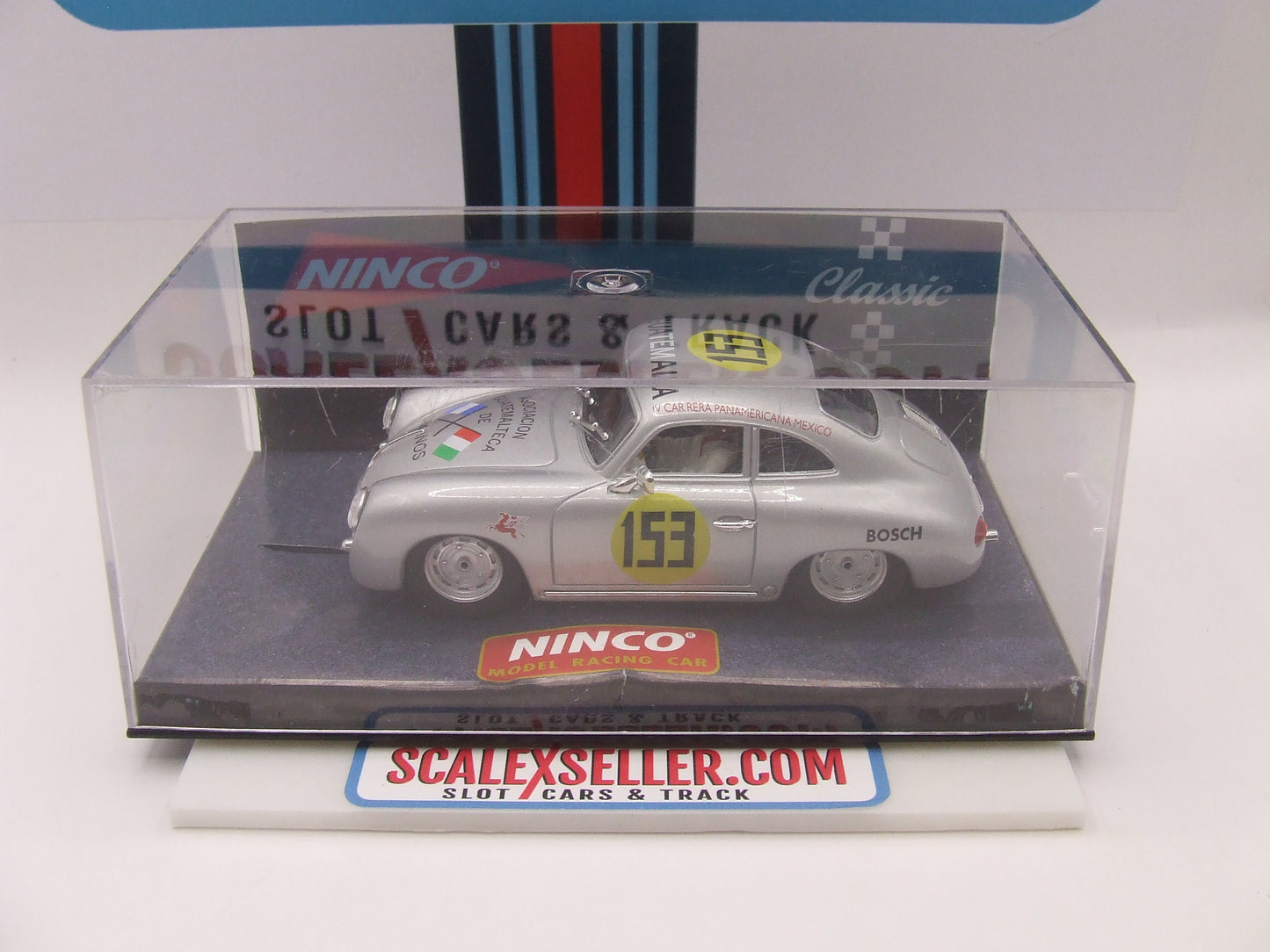 Ninco 50205 Porsche 356A Silver Coupe #153 Gutemala 1:32 scale slot car