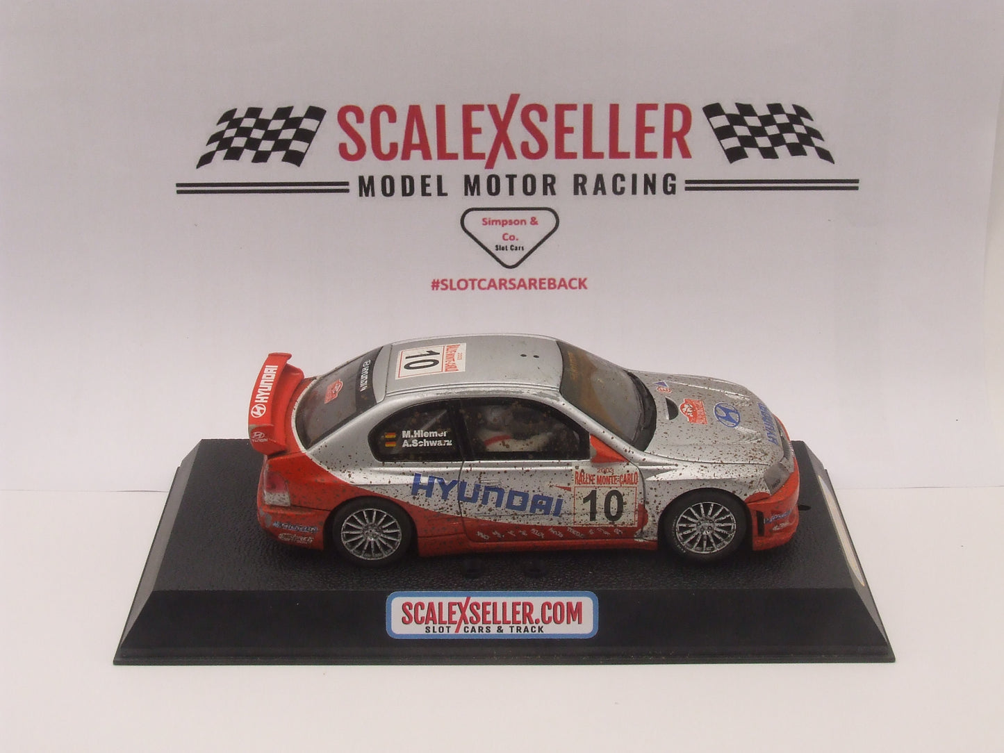 SCX Hyundai Accent #10 M.Hiemer A.Schwarz Rally Monte-Carlo 2003 Silver on Red