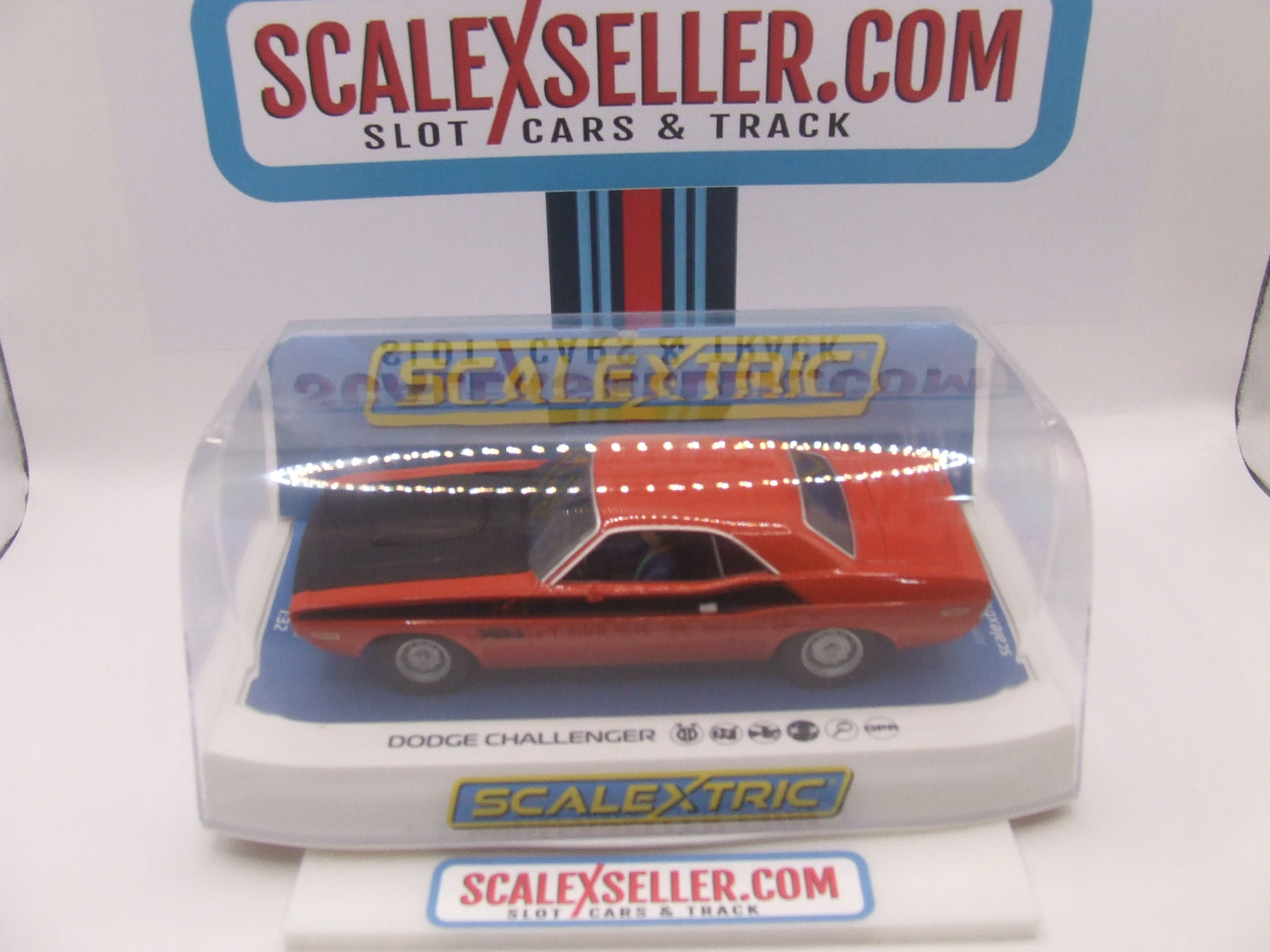 Scalextric Dodge Challenger T/A "Red & Black" 340 Six Pack – 1:32 Slot Car C4065