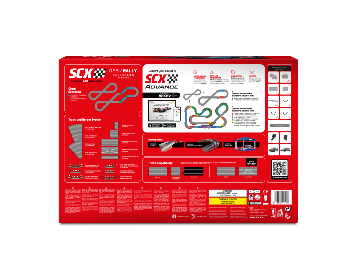 SCX Classic Open Rally set U10543 with Grand Chicane 1/32 Scale slot car set
