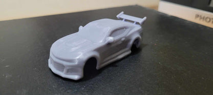 Chev Camaro Supercar 3D printed resin body 1/64 scale HO with solid windows